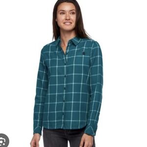Black Diamond Serenity Flannel Green Button Front Shirt‎ Women's Size XS